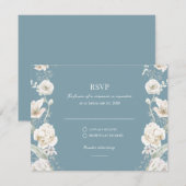 ブルーフローラ庭園の結婚式RSVP 出欠カード (正面/裏面)