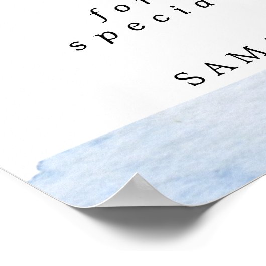 ブルーフローラ愛はスウィート結婚のデザートバーのサイン ポスター (角)