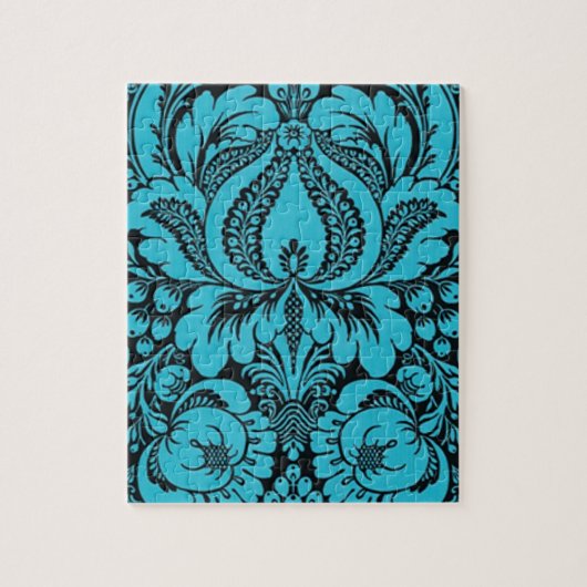 ブルーフローラ抽象芸術アート ジグソーパズル (縦)