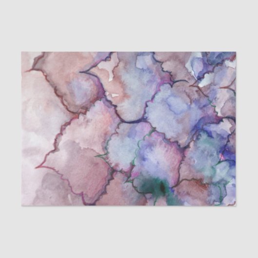 ブルーフローラ抽象芸術ウォーターカラーブルー 薄葉紙 (正面)