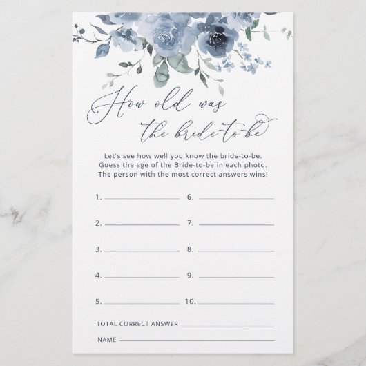 ブルーフローラ新婦の年齢ゲーム (正面)