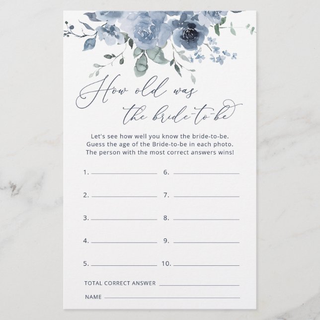 ブルーフローラ新婦の年齢ゲーム (正面)