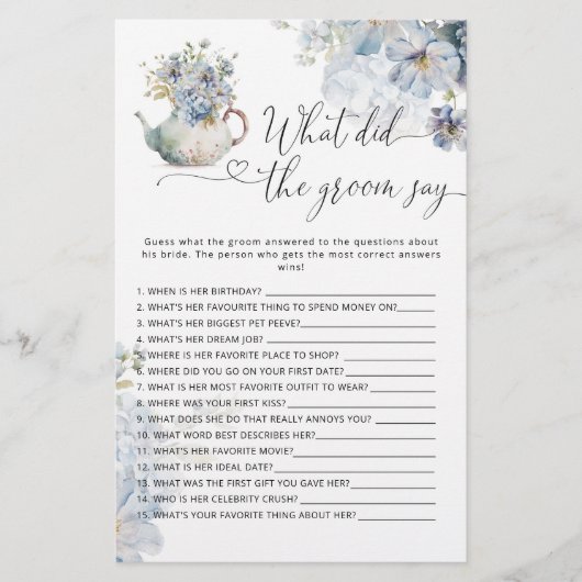 ブルーフローラ新郎は何と言ったブライダルゲーム (正面)