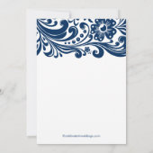 ブルーフローラ旋回ブライダルシャワーの招待フォーマル状 招待状 (裏面)