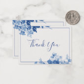 ブルーフローラ書道ブライダルシャワーありがとう ノートカード (正面/裏面インサイチュ)