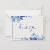 ブルーフローラ書道ブライダルシャワーありがとう ノートカード (正面)
