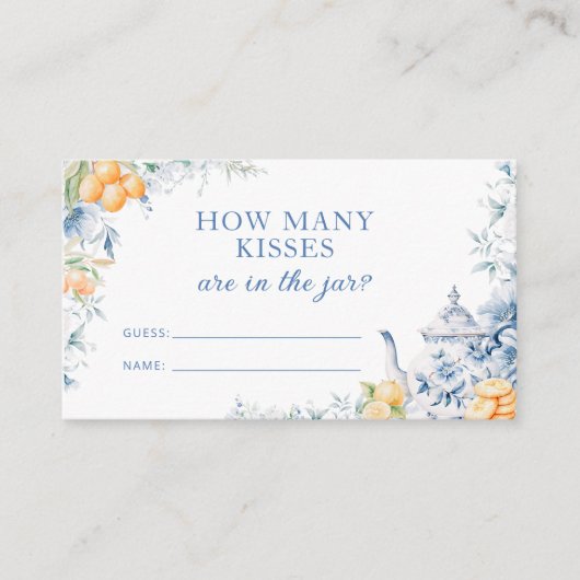 ブルーフローラ柑橘系テーマどのように多くのキスゲーム エンクロージャーカード (正面)