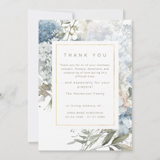 ブルーフローラ死別葬礼 サンキューカード (正面)