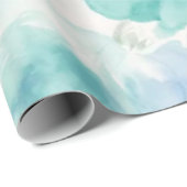 ブルーフローラ水彩ウェディングシャワー誕生日 ラッピングペーパー (ロールコーナー)