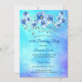 ブルーフローラ水彩バースデーパーティー 招待状 (正面)