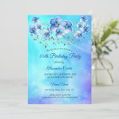 ブルーフローラ水彩バースデーパーティー 招待状 (スタンド正面)