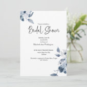 ブルーフローラ水彩ブライダルシャワー招待 招待状 (スタンド正面)