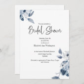 ブルーフローラ水彩ブライダルシャワー招待 招待状 (正面/裏面)