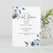 ブルーフローラ水彩ブライダルシャワー招待 招待状 (スタンド正面)