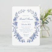 ブルーフローラ水彩ブライダルシャワー 招待状 (スタンド正面)