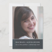 ブルーフローラ水彩写真卒業パーティー 招待状 (正面)