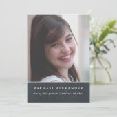 ブルーフローラ水彩写真卒業パーティー 招待状 (スタンド正面)