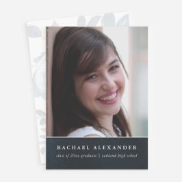 ブルーフローラ水彩写真卒業パーティー 招待状