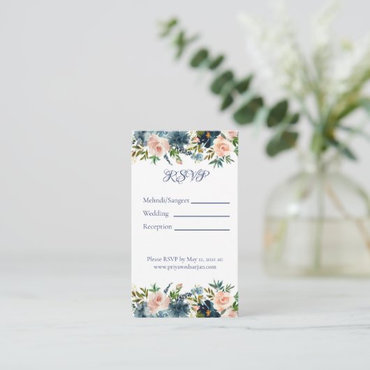 ブルーフローラ水彩数々のイベント詳細カード エンクロージャーカード (スタンド正面)