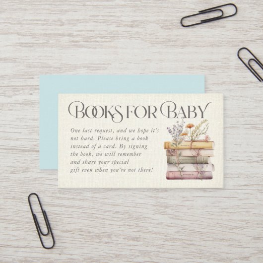 ブルーフローラ水彩画ベビーカード 名刺 (正面/裏面インサイチュ)