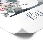 ブルーフローラ水彩画B姓ポスター ポスター (角)