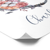 ブルーフローラ水彩画C姓ポスター ポスター (角)