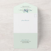 ブルーフローラ水彩結婚式招待状 オールインワン招待状 (外側)