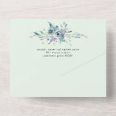 ブルーフローラ水彩結婚式招待状 オールインワン招待状 (裏面)