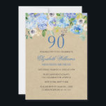 ブルーフローラ水彩90番目の誕生日招待状 招待状<br><div class="desc">リトル・ベイリー店でフローラ誕生日招待状をもっと！</div>