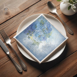 ブルーフローラ水色ポピーのデコページ スタンダードランチョンナプキン