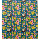 ブルーフローラ熱帯性 シャワーカーテン (正面)