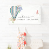 ブルーフローラ熱風船ベビーシャワー 横断幕 (インサイチュ)