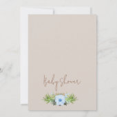 ブルーフローラ牛プリントリトルカウボーイ赤ちゃんシャワー 招待状 (裏面)