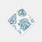 ブルーフローラ牡丹 スタンダードカクテルナプキン (角)