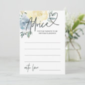 ブルーフローラ男の赤ちゃんシャワーアドバイスゲームカード 招待状 (スタンド正面)