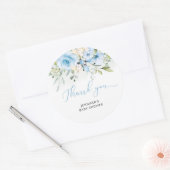 ブルーフローラ男の赤ちゃんシャワークラシックラウンドステッカー ラウンドシール (封筒)