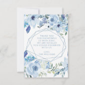 ブルーフローラ男の赤ちゃんシャワー写真サンキューカード サンキューカード (裏面)