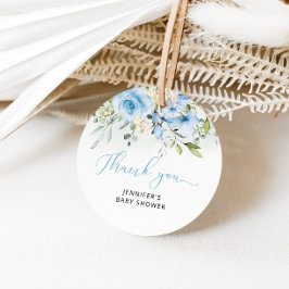 ブルーフローラ男の赤ちゃんシャワー フェイバータグ