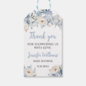 ブルーフローラ男の赤ちゃんシャワ感謝していーユーGiftラベル ギフトタグ (正面)