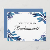 ブルーフローラ私の花嫁のメイドになるよ。海軍花 インビテーションポストカード (正面/裏面)