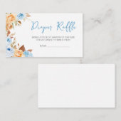 ブルーフローラ秋カボチャ赤ちゃんシャワーおむつラッフル エンクロージャーカード (正面/裏面)