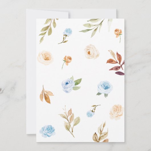 ブルーフローラ秋カボチャ赤ちゃんシャワー 招待状 (裏面)