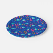 ブルーフローラ紙ピクニックパーティープレート ペーパープレート (アングル)