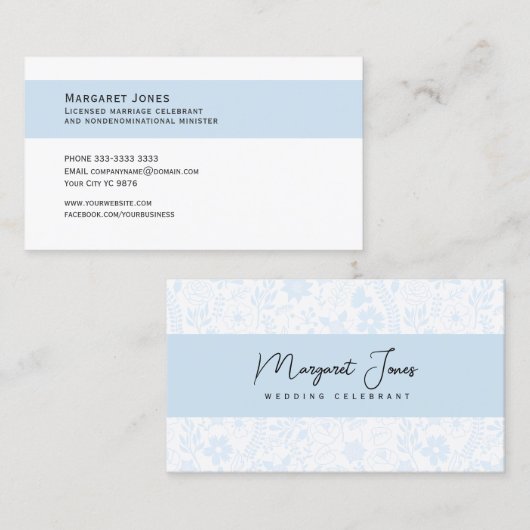 ブルーフローラ結婚のお祝い名刺 名刺 (正面/裏面)