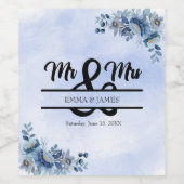 ブルーフローラ結婚のワインボトルラベル ワインラベル (シングルラベル)