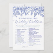 ブルーフローラ結婚の伝統ブライダルシャワーゲーム 招待状 (正面)