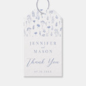 ブルーフローラ結婚の感謝していギフトメッセージカード ギフトタグ (正面)