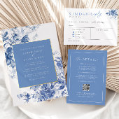 ブルーフローラ結婚の返信カード（食事の選択あり） エンクロージャーカード