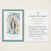 ブルーフローラ結婚カトリック祈りの言葉カード (正面&裏面)