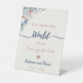 ブルーフローラ結婚ズゲストグローブサイン 台座サイン (正面)